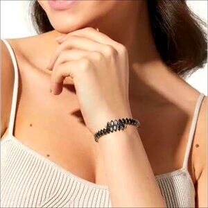 Adjustable Rhinestone Cuff Bracelet Cubic Zirconia Tennis Bangle Women's Jewelry